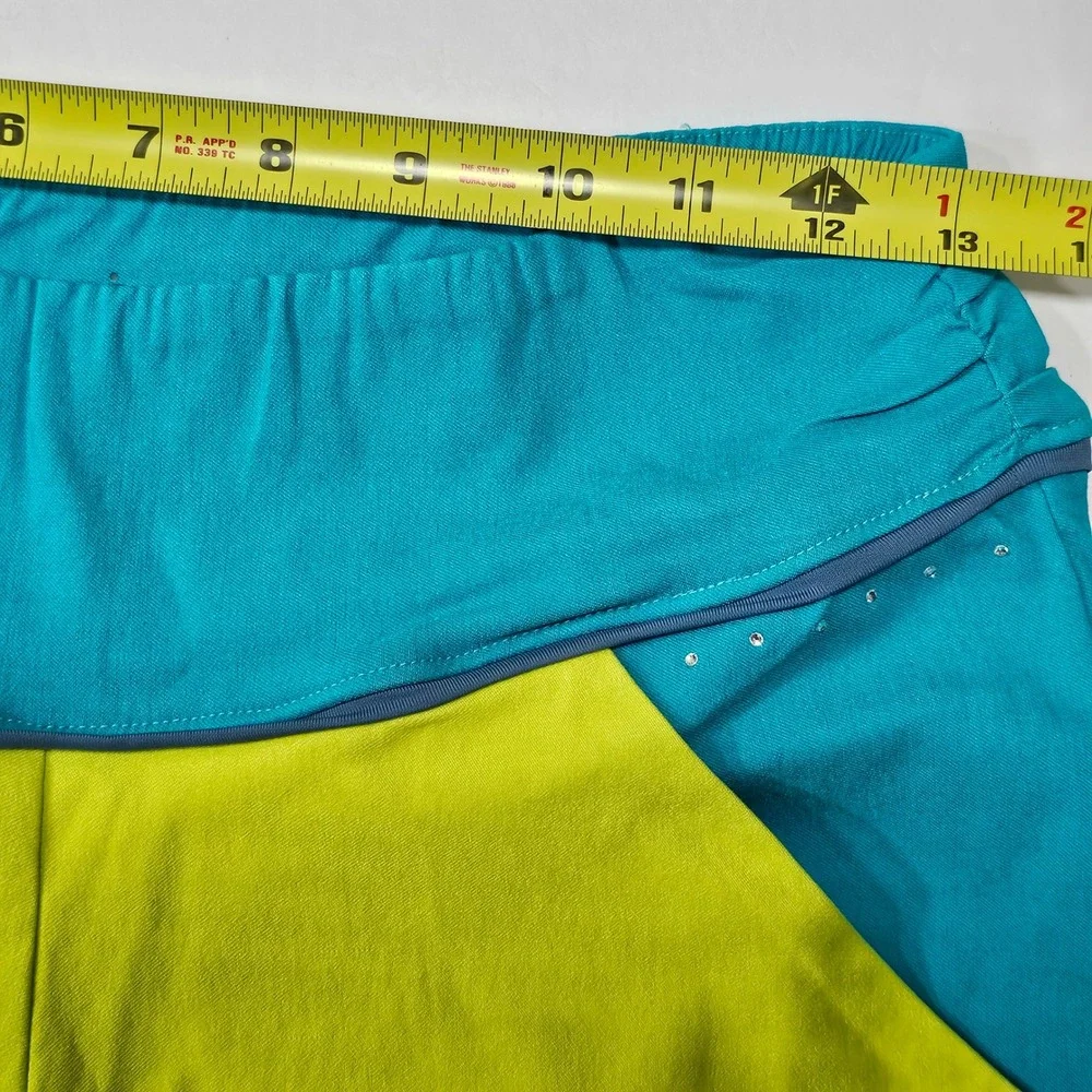 Swingdish‎ Womens Teal Lime Green Colorblock Golf Athletic Shorts HO01-2 Small